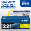 Brother Genuine TN221Y Standard-yield Yellow Toner Cartridge, , small