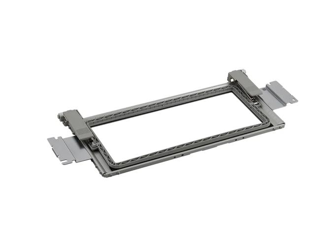 Brother embroidery frame accessory with adjustable clamps on white background