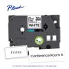 Brother P-touch TZe flexible ID tape cassette, 24mm, black on white, with labeled samples