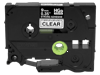 Brother HGe 9mm clear label tape cartridge with black text and strong adhesive