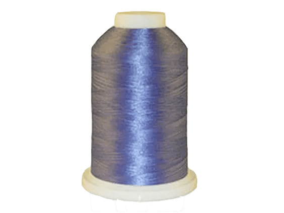 Brother embroidery thread spool in metallic blue on white cone