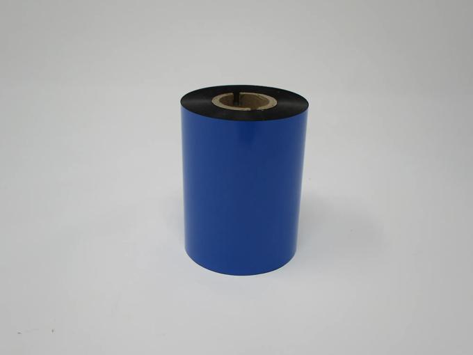 Brother blue thermal transfer ribbon roll with black ink on cardboard core