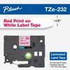 Cartucho de cinta de etiquetas laminadas Brother TZe-232 con texto rojo sobre blanco