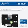 Cartucho de cinta de etiquetas no laminada Brother TZe-N201, impresión negra sobre blanco, 1/8"