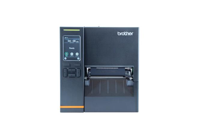 Brother industrial label printer with touchscreen display and open media compartment