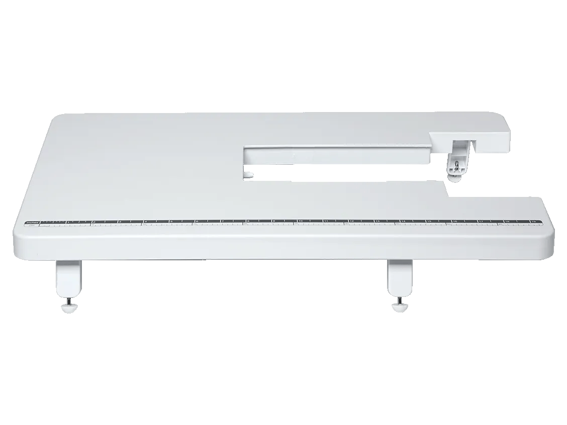 Brother sewing machine extension table with wide flat surface and measuring guide