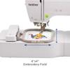 Brother embroidery machine with 4x4-inch embroidery field and colorful floral design