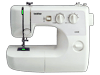 Brother LS-30 sewing machine with white body and blue bobbin cover, front view