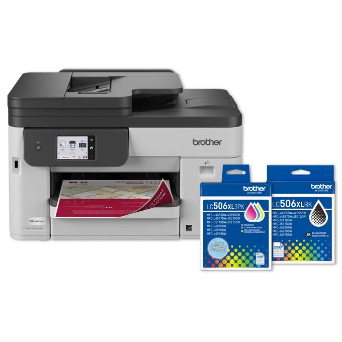 Brother MFC-J5010DW INKvestment Wireless Color Inkjet All-in-One Printer and LC506XL Ink Bundle, , large