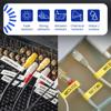 Brother flexible ID labels on cables and equipment showing fade-resistant and durable properties
