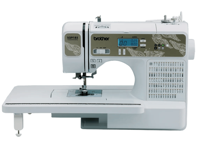 Brother SQ9185 computerized sewing machine with LCD screen and decorative floral design