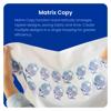 Brother embroidery machine Matrix Copy feature creating repeated seashell designs on white fabric