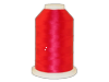Red embroidery thread spool on white background