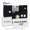 Brother P-touch TZe tape cassette 36mm matte silver with strong adhesive and labeled samples