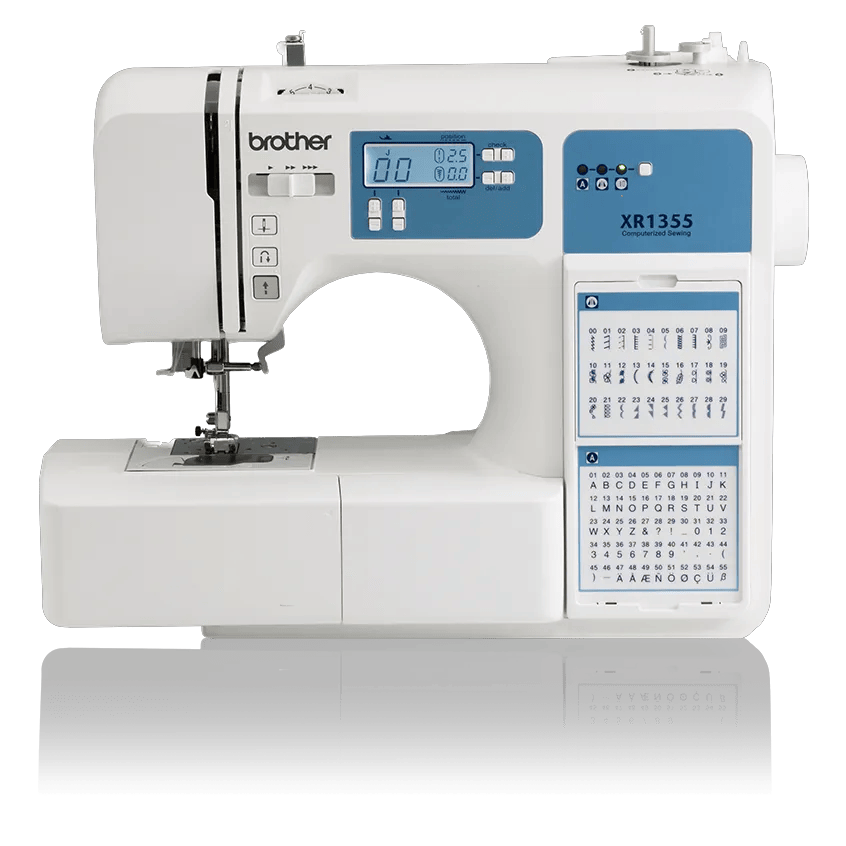 Brother XR1355 computerized sewing machine with LCD screen and stitch selection panel