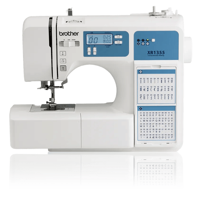Brother XR1355 computerized sewing machine with LCD screen and stitch selection panel