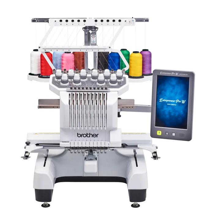 Brother PR1060W 10-needle embroidery machine with wireless connectivity and touchscreen display