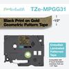 Cartucho de cinta laminada Brother TZe-MPGG31 con impresión negra sobre patrón dorado