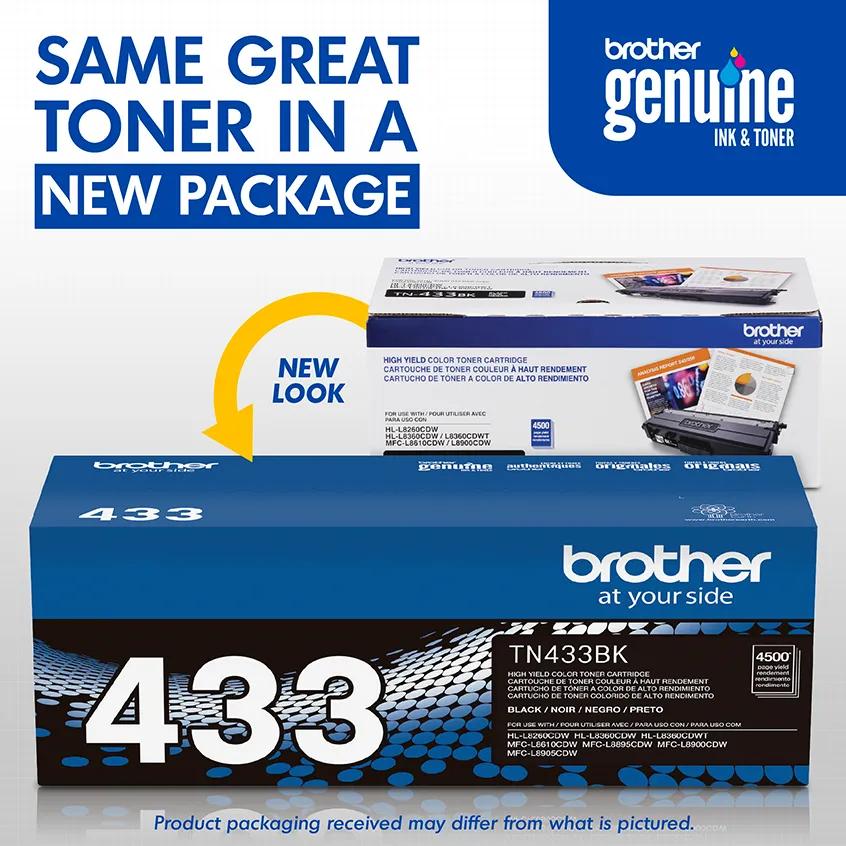 Brother Genuine TN433BK High-yield Black Toner Cartridge, , large