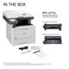 Brother MFC-L5717DW monochrome laser all-in-one printer with toner, drum unit, and accessories