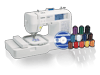 Brother LB-6800 embroidery and sewing machine with thread spools and design CDs