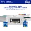 Brother MFC-J4355DW all-in-one inkjet printer with genuine ink cartridges and printed documents