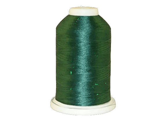 Brother embroidery thread spool in dark green with glossy finish on white cone