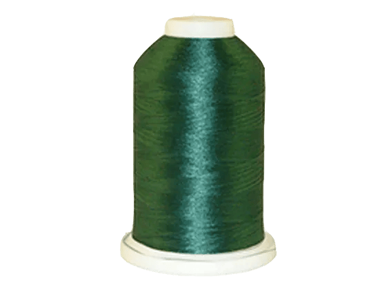Brother embroidery thread spool in dark green with glossy finish on white cone