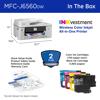 Brother MFC-J6560DW wireless color inkjet all-in-one printer with dimensions and included accessories
