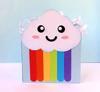 Colorful rainbow craft with smiling cloud face and paper strips