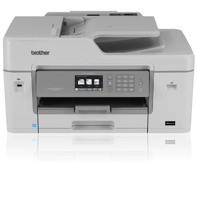 Brother MFC-J6535DW all-in-one color inkjet printer with dual paper trays and touchscreen