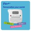 Brother P-touch label maker with colorful custom labels for home organization