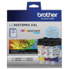Brother LC30373PKS XXL high-yield ink cartridge 3-pack in cyan, magenta, and yellow