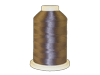 Brother embroidery thread spool in dark brown with beige cap on white base
