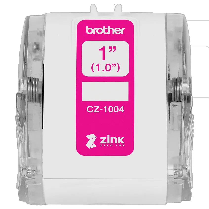 Brother CZ-1004 1-inch label roll cartridge with Zink zero-ink technology