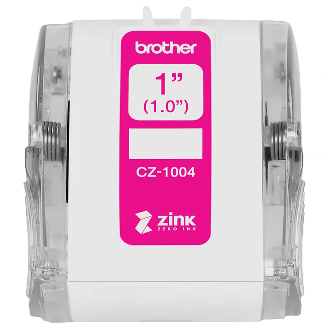 Brother CZ-1004 1-inch label roll cartridge with Zink zero-ink technology