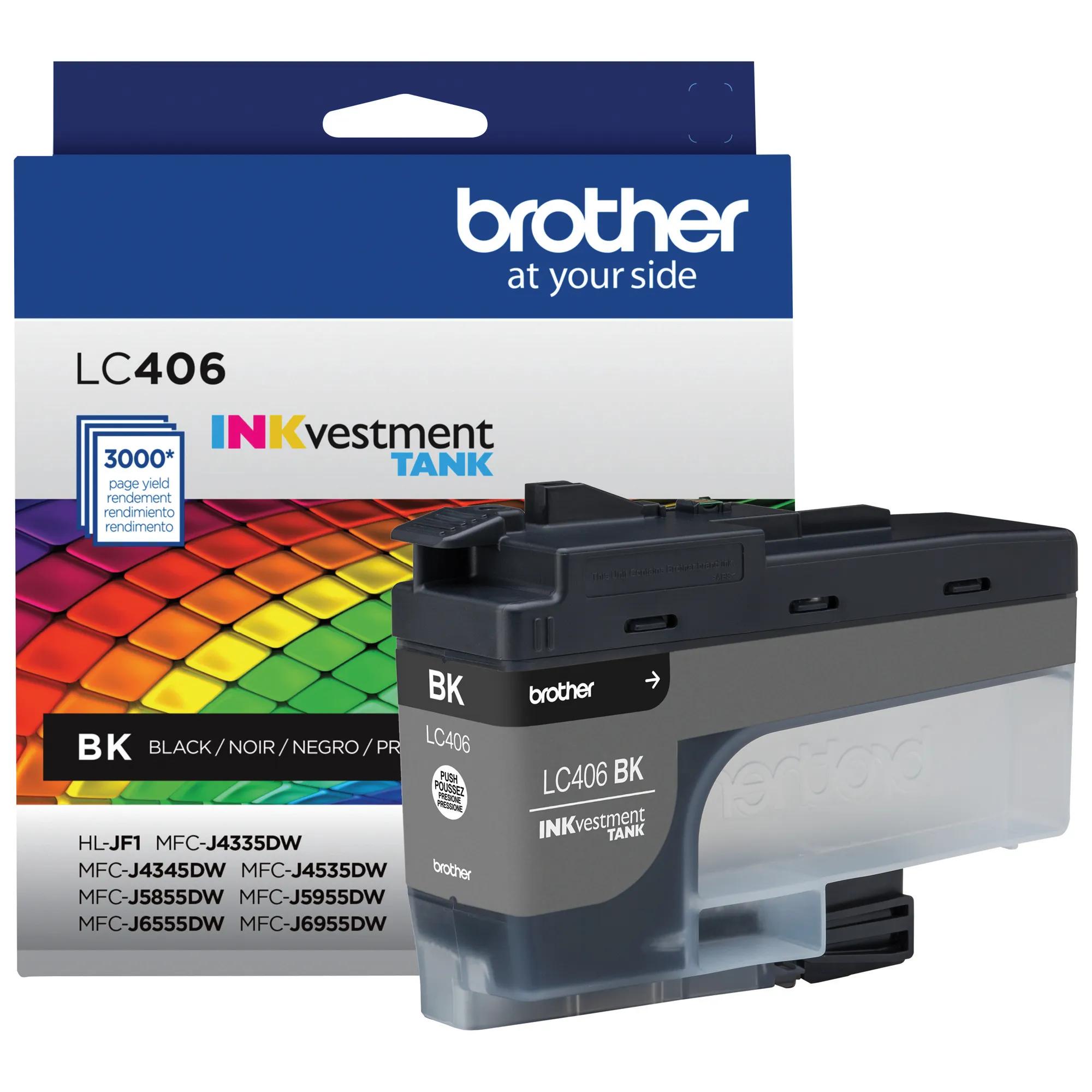 Brother LC406BKS Standard-Yield Black INKvestment Tank Ink Cartridge, Black, medium
