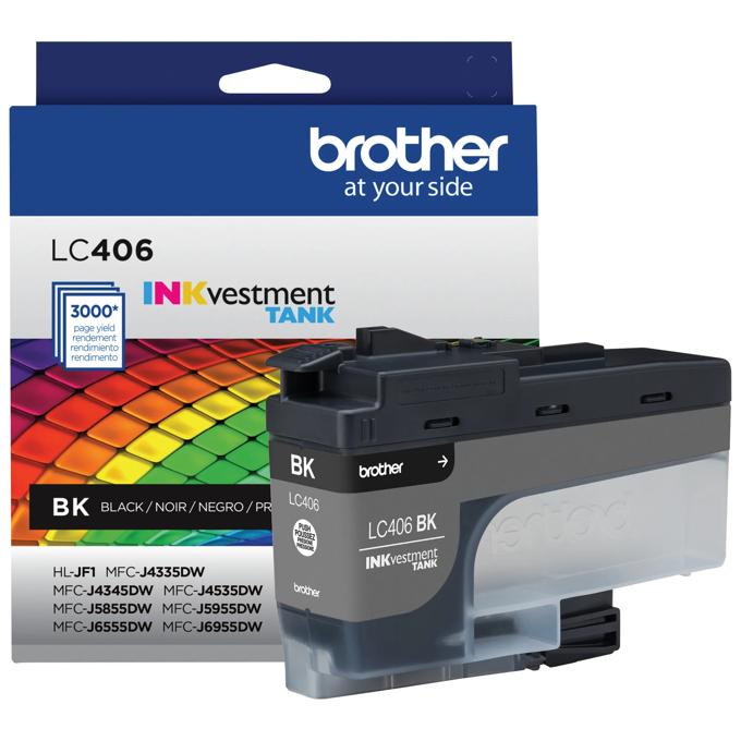 Brother LC406BKS Standard-Yield Black INKvestment Tank Ink Cartridge, Black, large