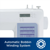Brother sewing machine with automatic bobbin winding system and digital display