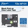 Brother TZe-AF131 laminated label tape cartridge with black text on clear background