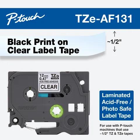 Brother TZe-AF131 laminated label tape cartridge with black text on clear background