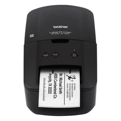 Brother QL-600 label printer with printed address label