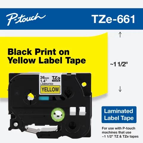 Brother TZe-661 laminated label tape cartridge with black text on yellow background