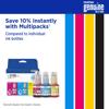 Brother genuine ink multipack with cyan, magenta, yellow bottles and packaging