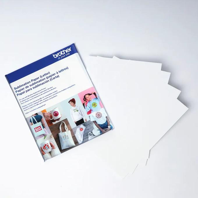 Brother sublimation paper package with blank white transfer sheets for heat press printing