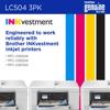 Brother LC504 3-pack ink cartridges with three all-in-one inkjet printers