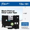 Cartucho de cinta de etiquetas laminadas Brother TZe-161 con impresión negra sobre fondo transparente