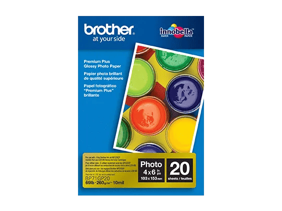 Brother Premium Plus glossy photo paper package, 4x6 inch, 20 sheets