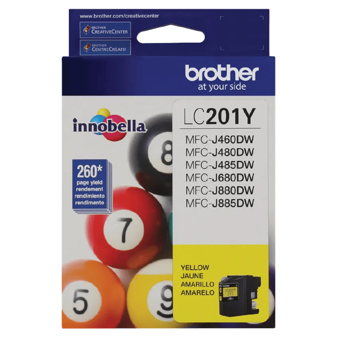 Brother Genuine LC201Y Standard-yield Yellow Ink Cartridge, Yellow, large