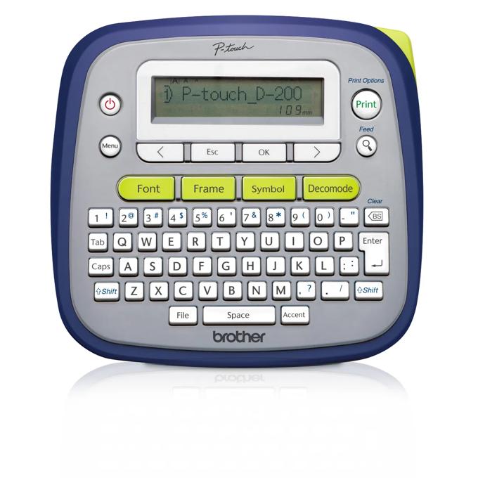 Brother PT-D200G label maker with QWERTY keyboard and LCD display